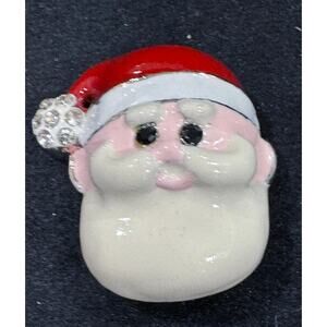 Vintage Santa Face Christmas Enamel Holiday Brooch Pin Jewelry Small 1 Inch CP65
